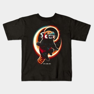 Radiant Red Panda Eclipse: Unique Tee with Cute Bamboo Munchers Kids T-Shirt